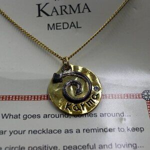 Karma Medal Necklace New on Card